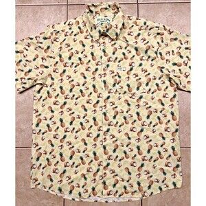 Dixxon Shirt Mens XL Pina Colada Coconut Pineapple Lime FIST Hawaiian Button